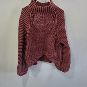 FREE PEOPLE Sweetheart Rib Chunky Mock Neck Sweater - Garnet Grotto - M